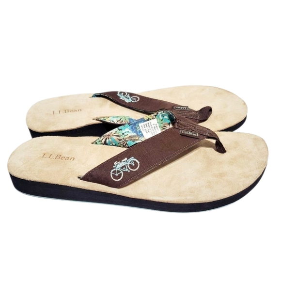 LL Bean Women's Brown Nylon Slip On Thong Flip Flop Sandals Size 9 Medium. - Picture 5 of 12